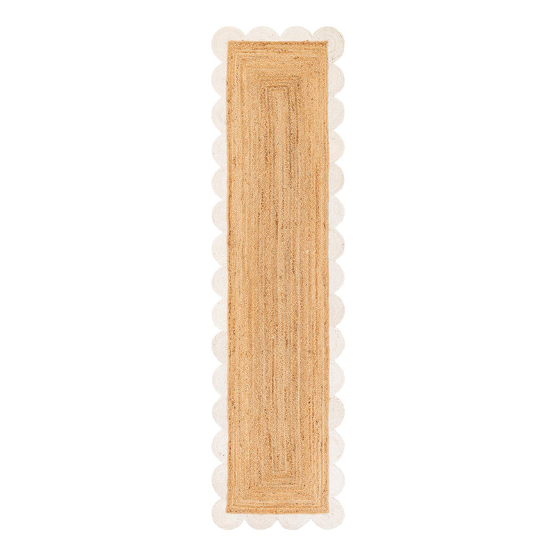 Solid Scallop Braided Jute Rug, Runner 2'7" x 10'