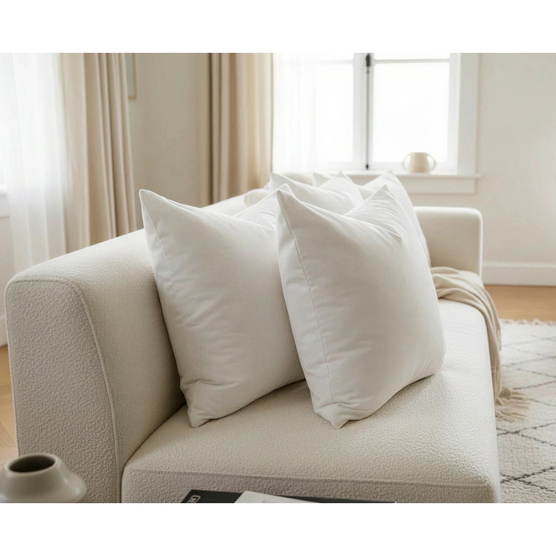100% Cotton Shell Pillow Insert with Zipper, Silk Fiber Fill - 20"x20", 2 Piece