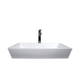 Polished White Handmade Rectangular Dual Mount Bathroom Sink