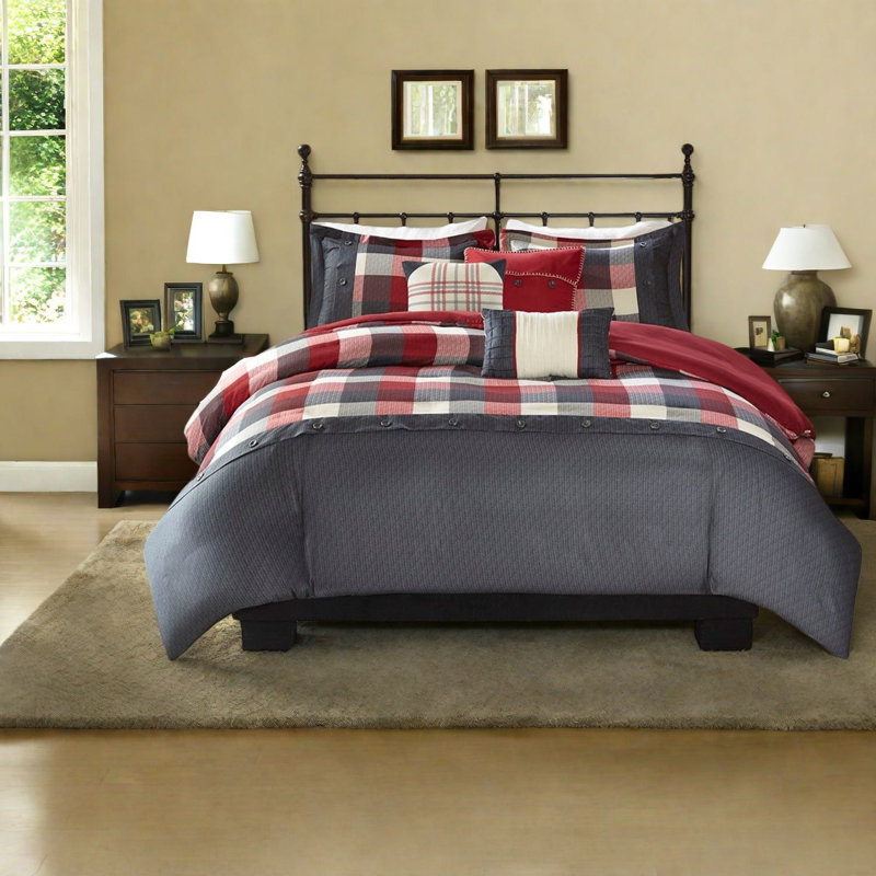 Farmhouse Style Polyester Herringbone Bedding Set For Cozy Bedroom
