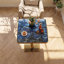 Table bistro moderne carrée, petite table basse en marbre de 23,7 po avec finition en agate bleue brillante et bordure en acier inoxydable, base piédestal en acier au carbone robuste pour les petits espaces, appartement