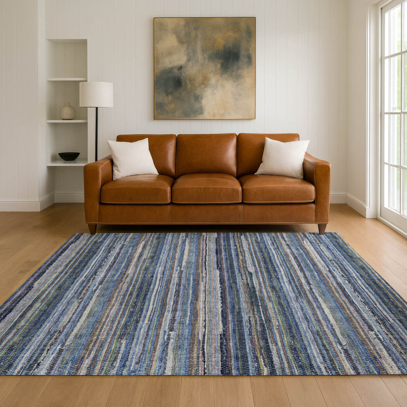 Tapis intérieur / extérieur lavable à la machine Chantille ACN2717, Bleu, 10 pi x 14 pi