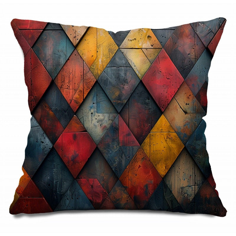 Geometric Pattern Throw Pillow, Abstract  Pillows, 16"H x 16"W