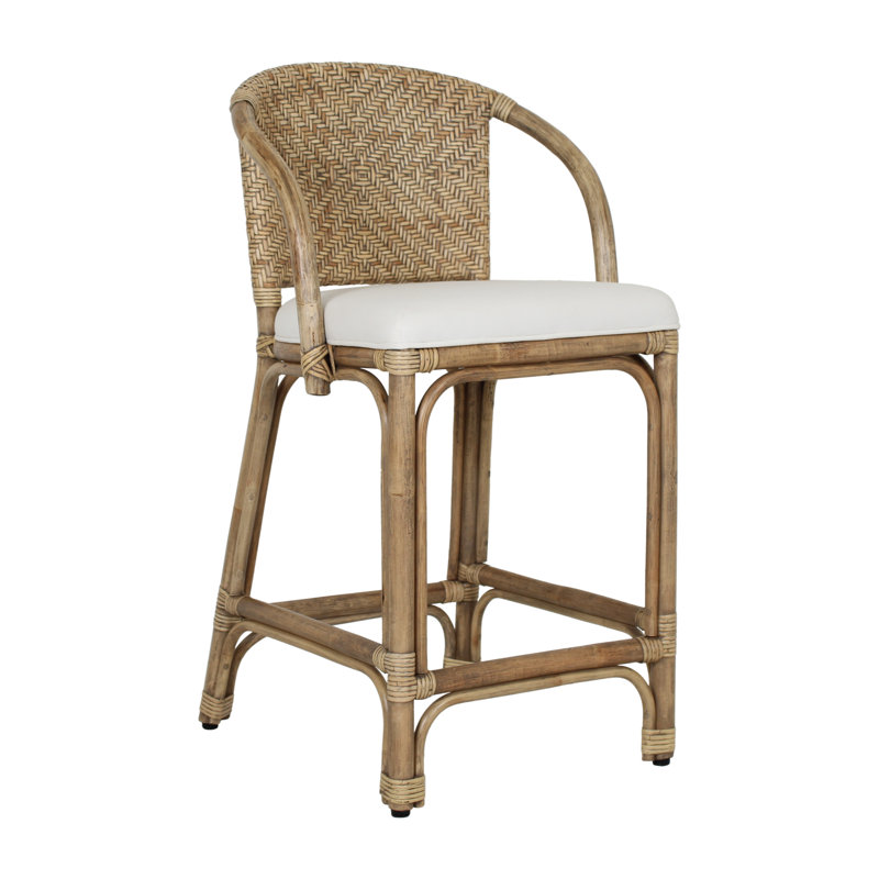 Handwoven Rattan Upholstered Bar & Counter Stool, Natural, Counter Stool (24" Seat Height)