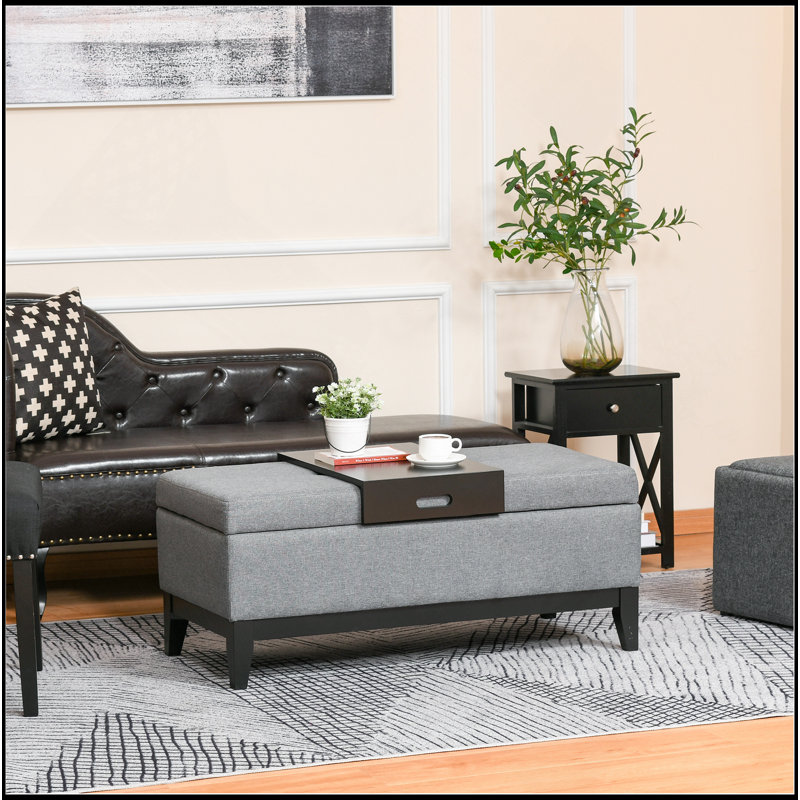 Versatile Rectangular Ottoman Bench With Removable Tray And Spacious Storage