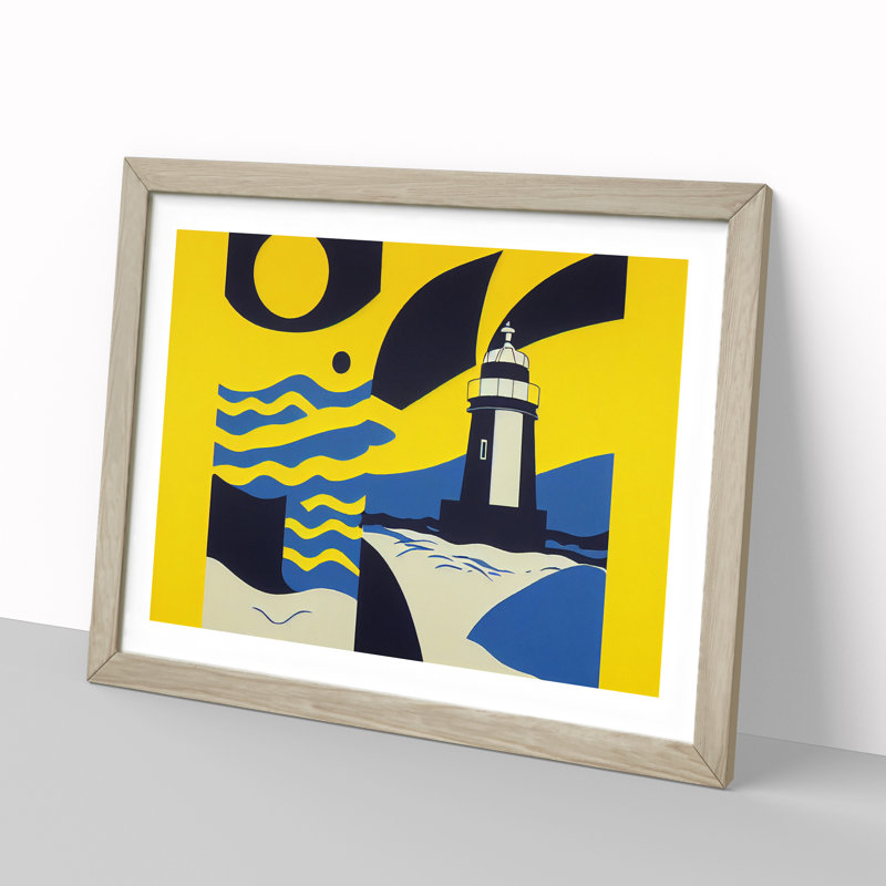 Abstract Lighthouse - Framed Print, 34cm H x 46cm W x 2cm D, Oak
