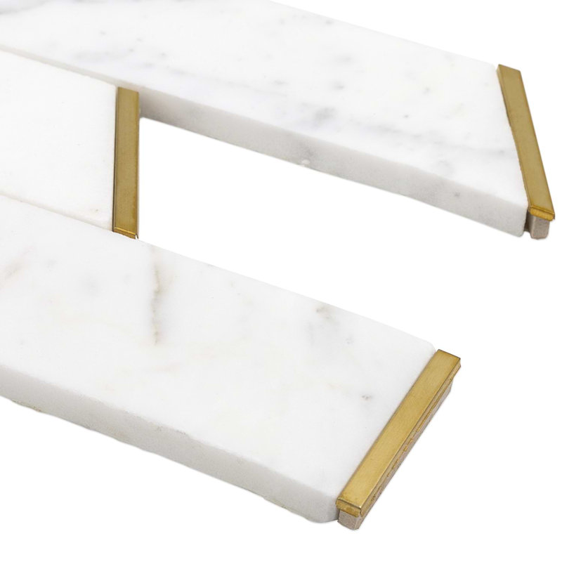 Matrix Trapezoid Marble And Brass Tile