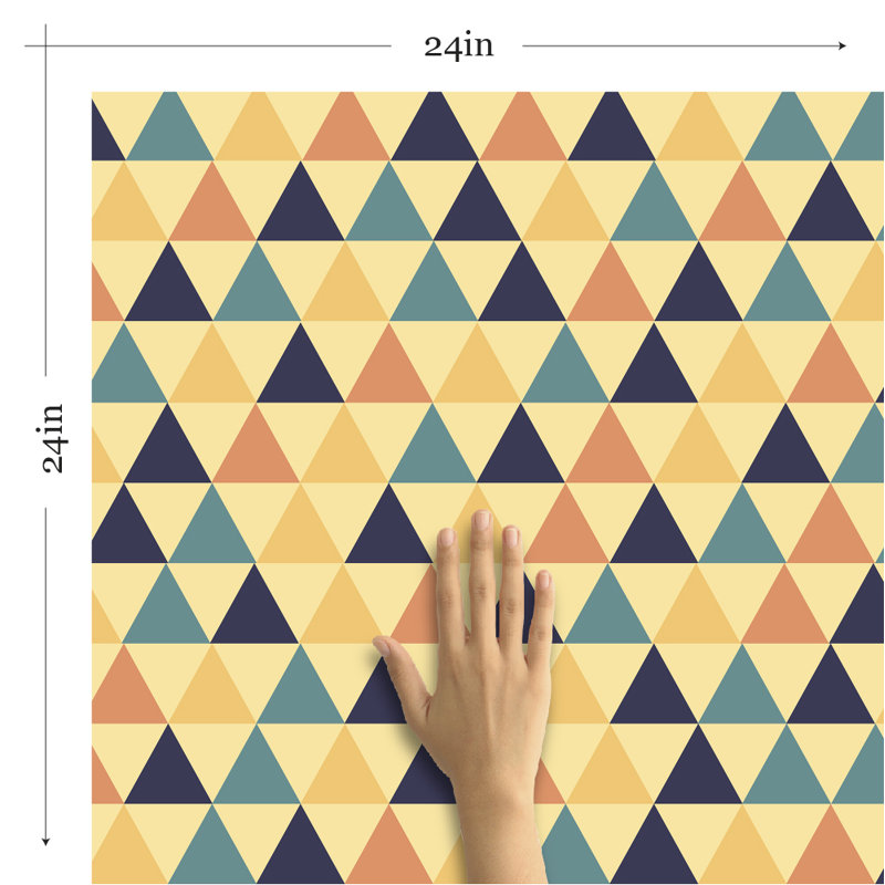Panneau de papier peint adhésif amovible triangles Shanaya, L 102 po x l 24 po