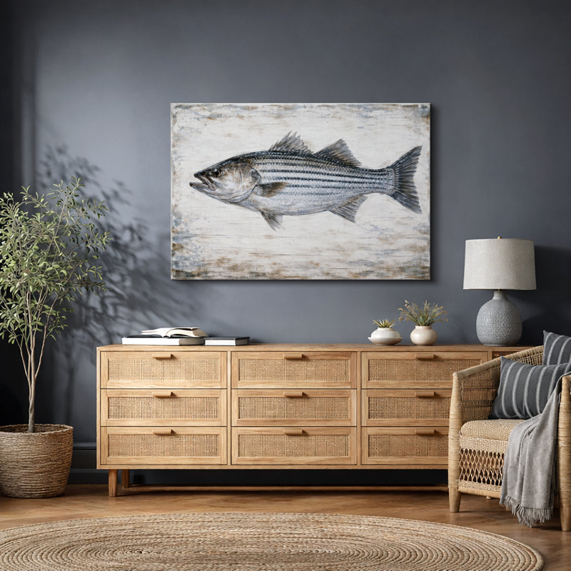 Œuvre rayée, photos de poissons côtiers, impression sur toile encadrée, H 24 po x l 36 po x P 1,5 po, Toile tendue