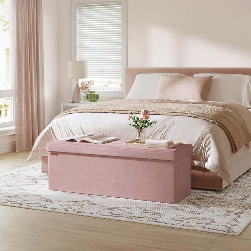 Banc de rangement avec repose-pieds 43 pouces, Rose