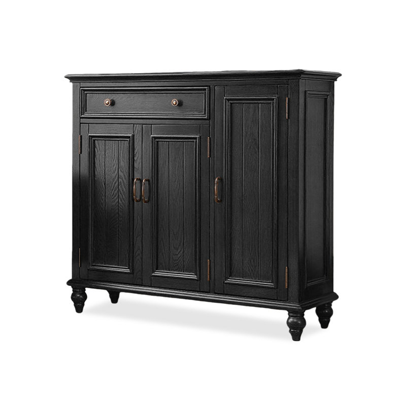 Banc de rangement noir pour chaussures en bois massif
