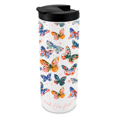 Tumbler Trust God Butterflies White 20Oz