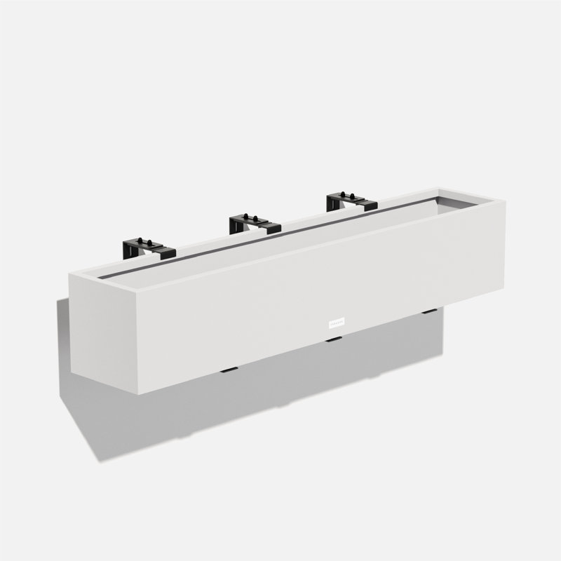 Block Series Railing Window Box Planter, White
