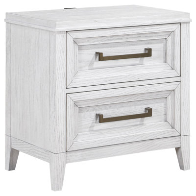 Avril Distressed White 2-Drawer Nightstand Bedside Table