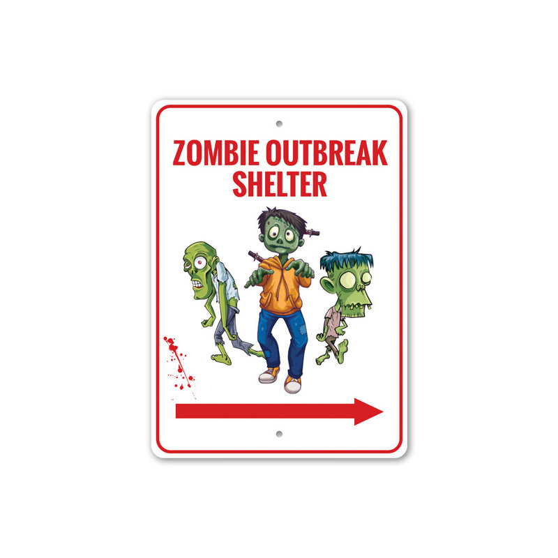 Plaque en aluminium Zombie, H 18 po x l 12 po x P 0,06 po