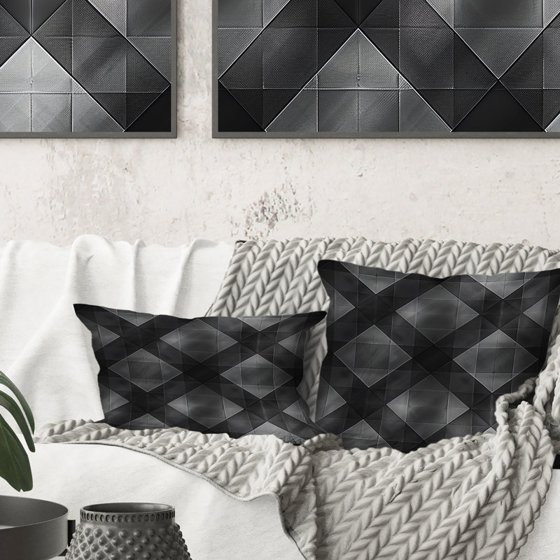 Coussin gris moderne à carreaux gris