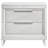 Mory Nightstand, 2 Drawers, Embossed Herringbone Pattern White, Chrome