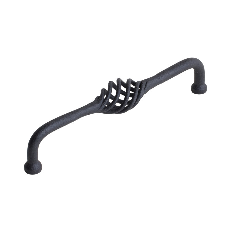 Poignée barre de rail, Acier plat noir, 6"