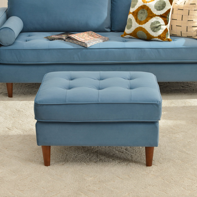 Repose-pieds de 30 po Geo, Bleu clair, Velours