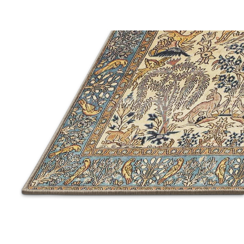 Tapis beige/noir traditionnel, Rectangle 3 pi x 5 pi