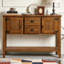 Console 46 po en bois massif avec 2 tiroirs, armoires et tablette inférieure-1244157869