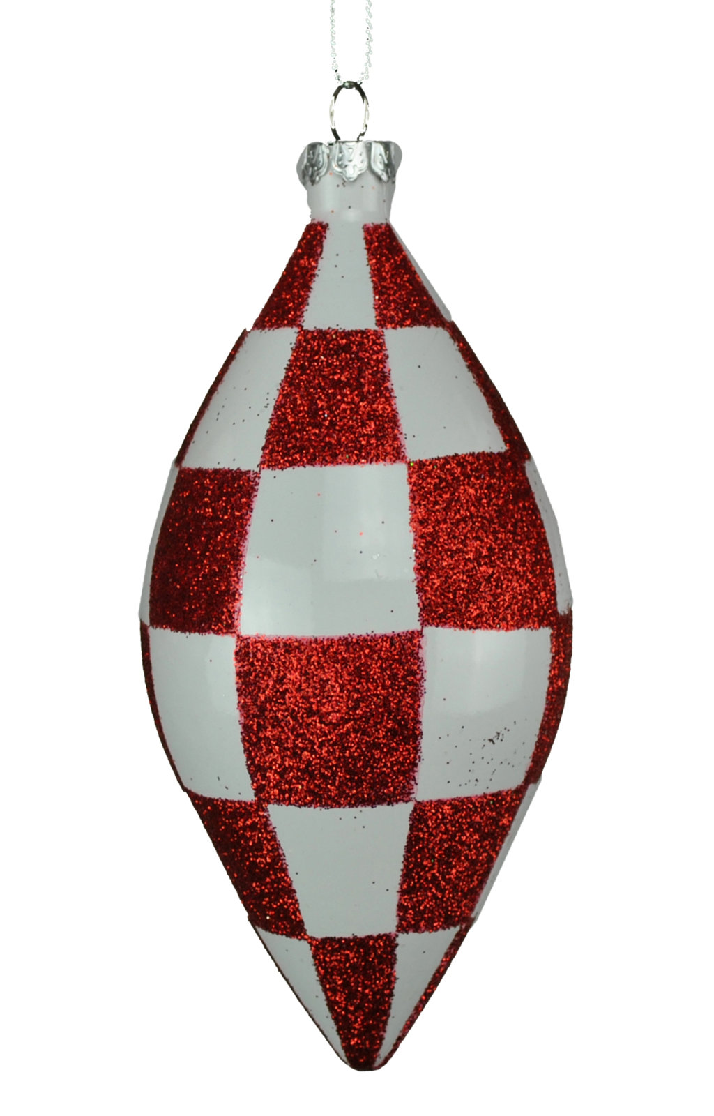 5" Finial Ornament, Red/White