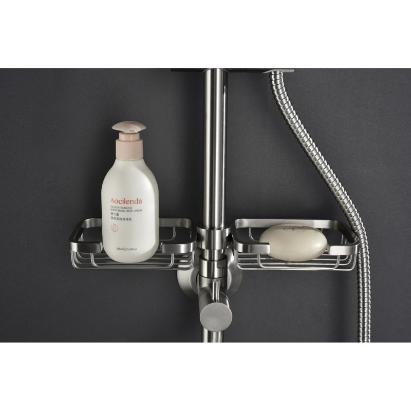 Système de douche Showerspas, avec pomme de douche à effet pluie de 10 po, douche à main à 4 fonctions, barre coulissante réglable et porte-savon,