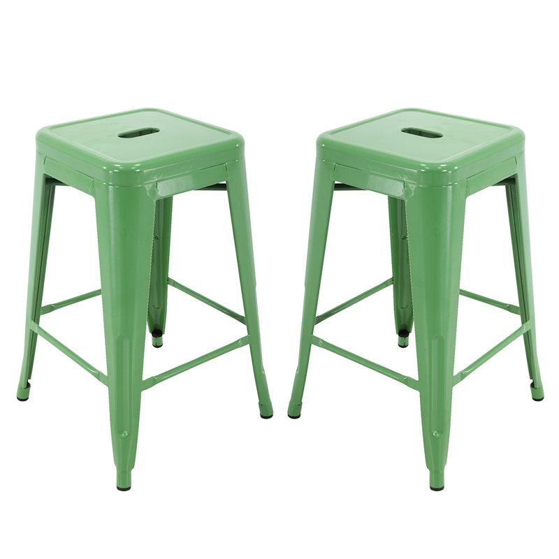Kohki 24" Counter Stool Metal Bar Stools Counter Height Barstools Backless Indoor/Outdoor Bar Stools Kitchen Counter Stools Chairs