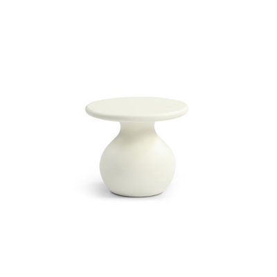  Contemporary 20" Beige Fiberglass Curved Pedestal End Table