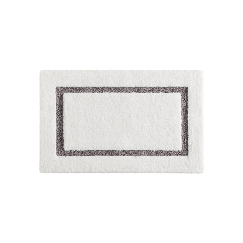Roan Border Tufted Bath Rug, 32" L x 20" W, White/Gray