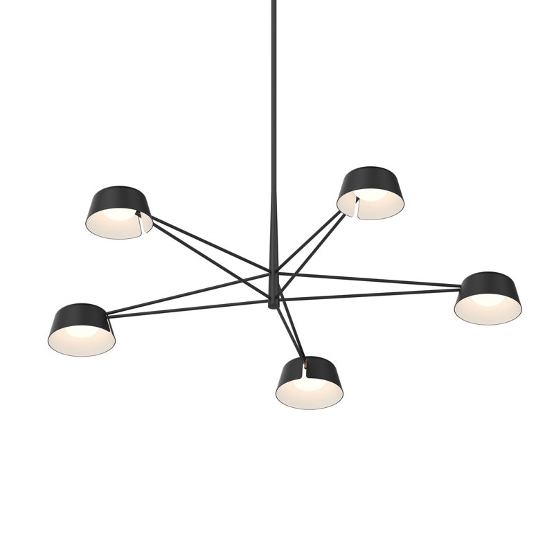Lustre rectangulaire à 6 lumières Ray, Noir satiné, H 12 po x l 45,25 po x P 45,25 po, Noir satiné
