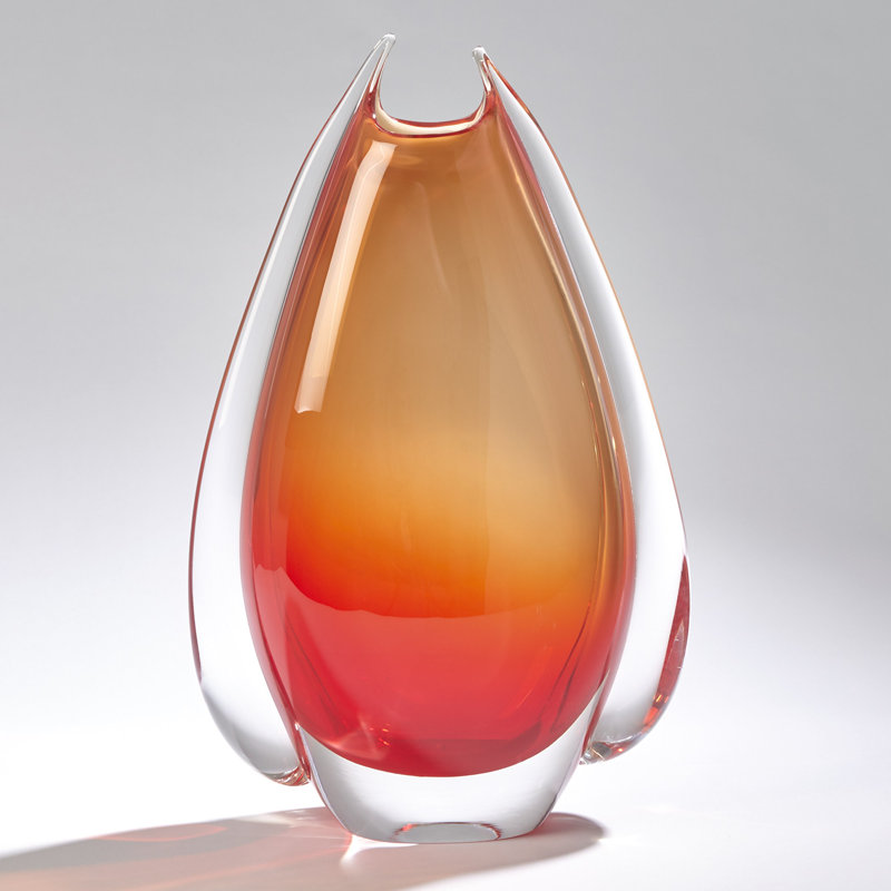 Fin Vase, 18.5" H x 5.5" W x 12" D, Orange/Yellow