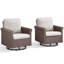Ensemble 2 pièces de chaises pivotantes modernes en osier avec coussins-996592546