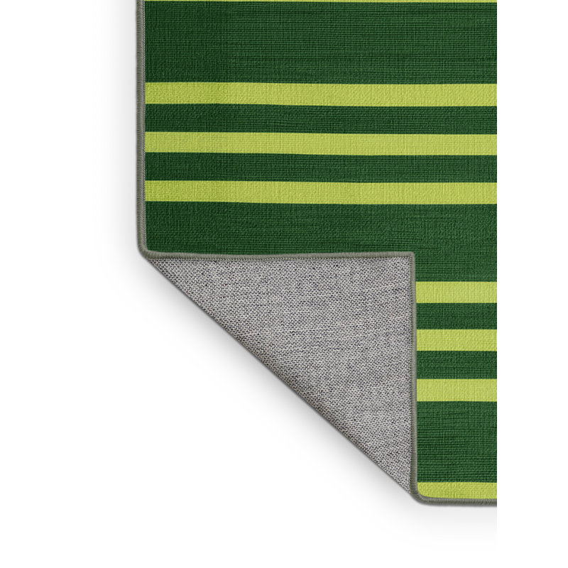 Tapis vert à rayures horizontales lavable à la machine, Rond 4 pi
