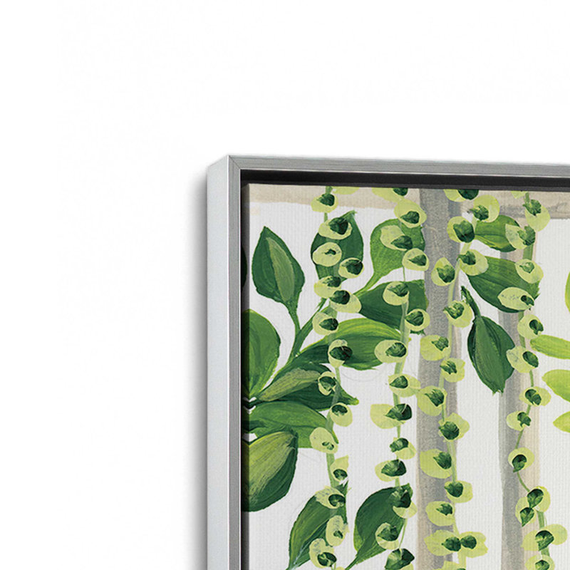 «Plants on Shelf» par Yvette St. Amant, reproduction d'art, H 32 po x l 24 po, Cadre flottant, Argent argent