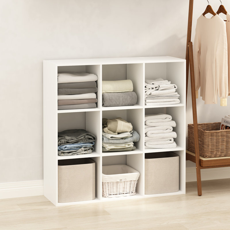 Étagère de rangement pour vêtements Kieron Cubic, Blanc / Blanc