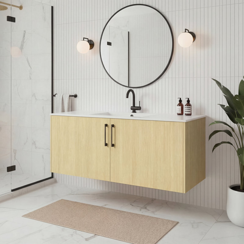 Ensemble de meuble-lavabo mural 48 po Bagoka, Lago, 48", Noir mat
