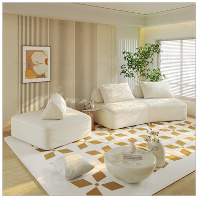 Modern Luxury Oversized Modular Sectional Sofa Set, DIY Chenille Upholstery with Removable Backrests and Soft Pillows, Deep Seat Couch for Living Room