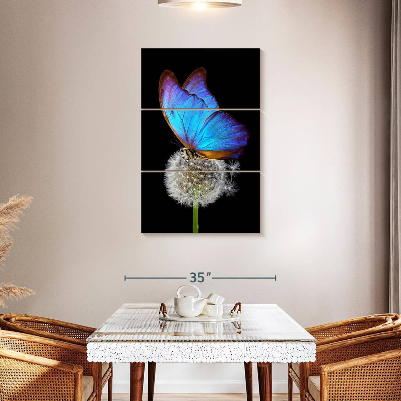 Brampt Blue Morpho On Dandelion, 45" H x 28" W