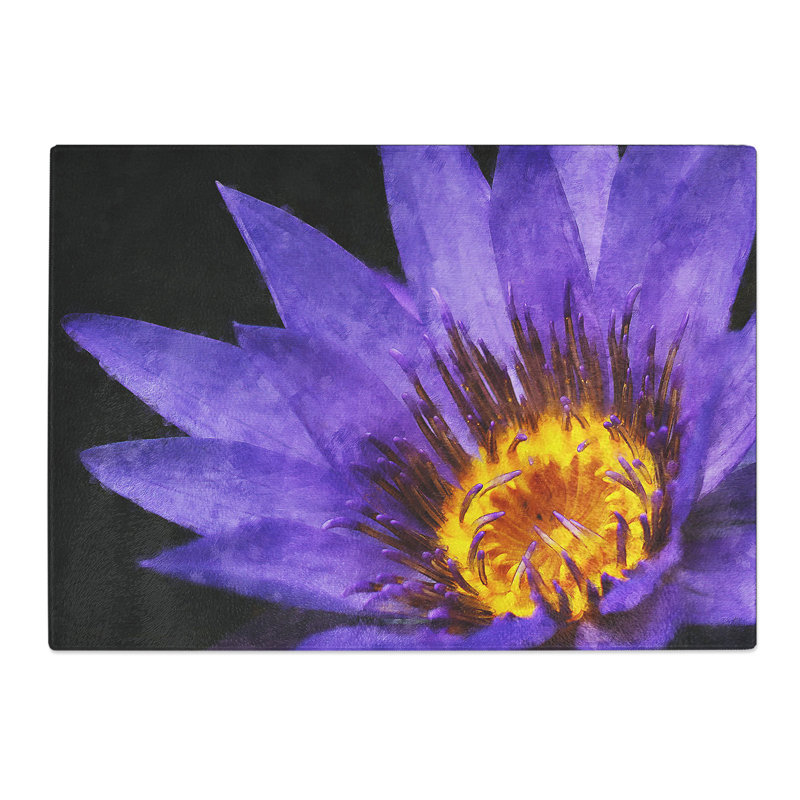 Tempered Glass Purple Water Lily Chopping Board, 28.5 cm x 39 cm