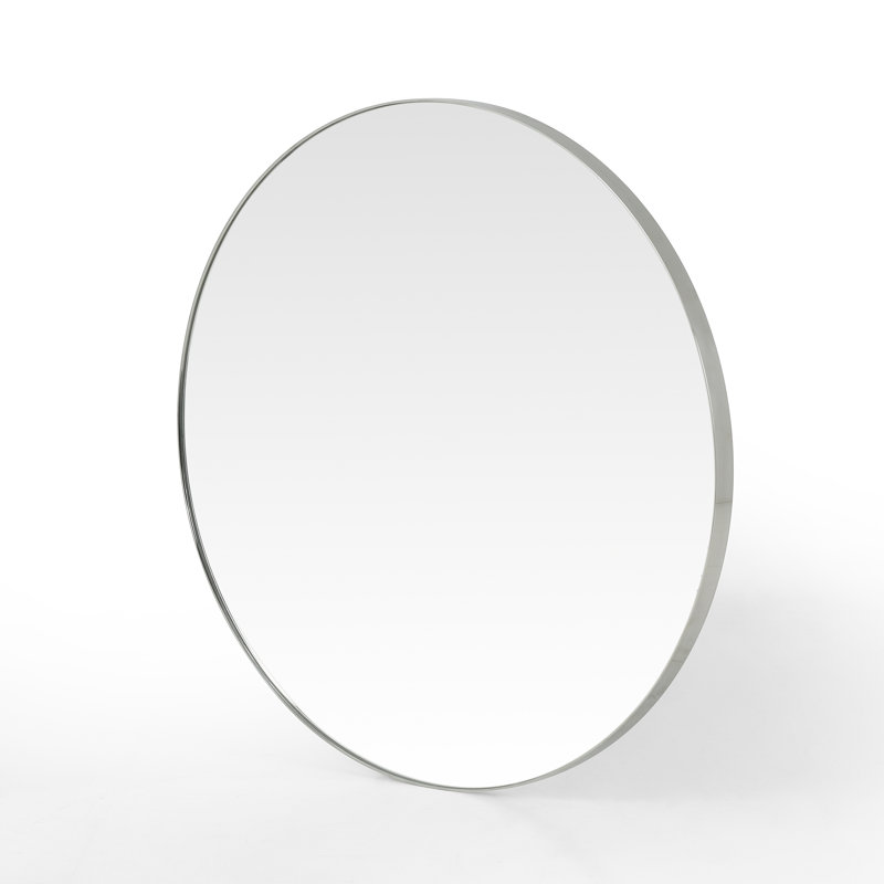 Bellvue Metal Wall Mirror, Shiny Steel, 47.25" x 47.25"