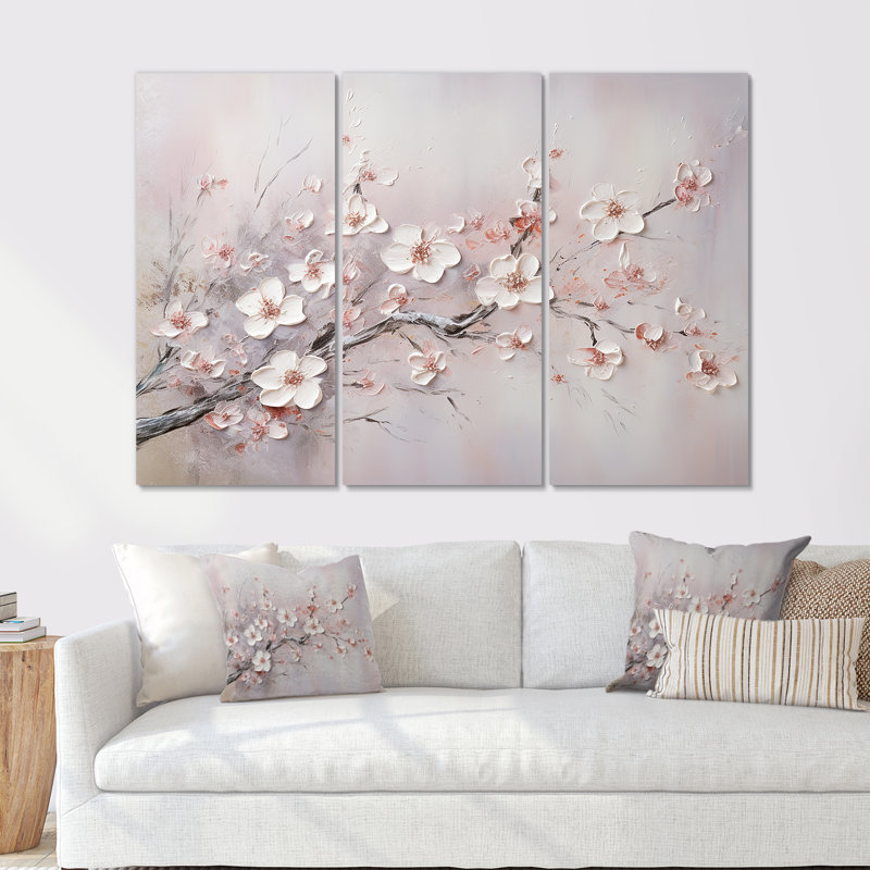 Ensemble de salon Gonsales - Fleurs, art mural, Toile tendue, H 32 po x l 48 po x P 1 po