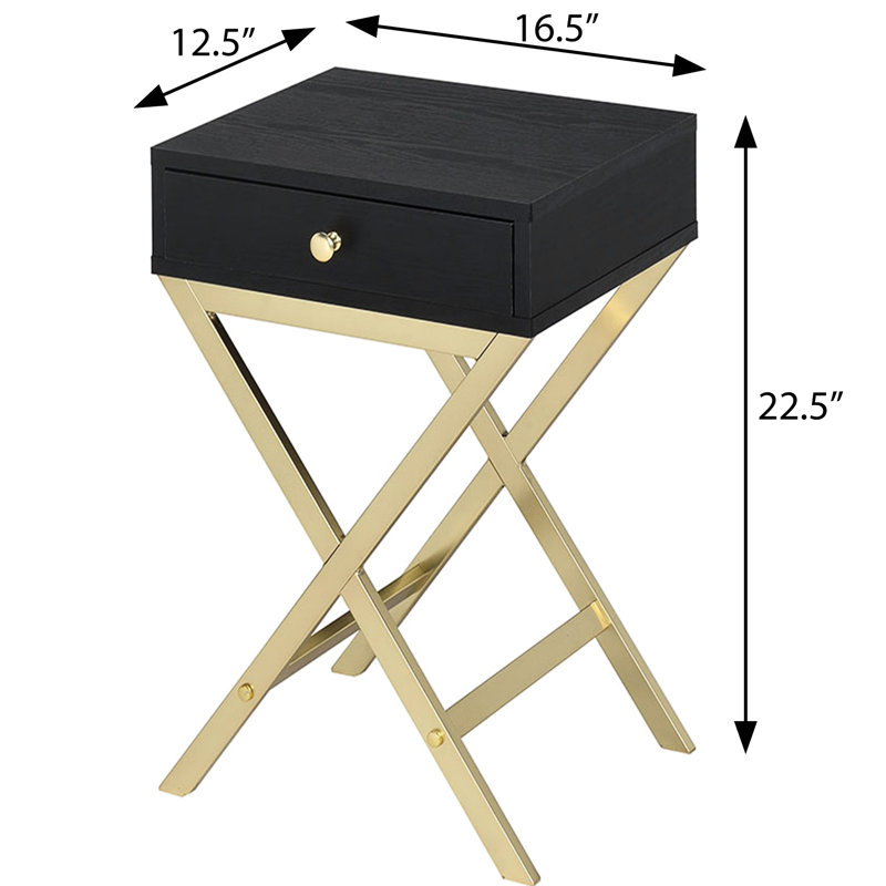 Élégante table rectangulaire avec tiroir en noir et laiton - attrait du salon