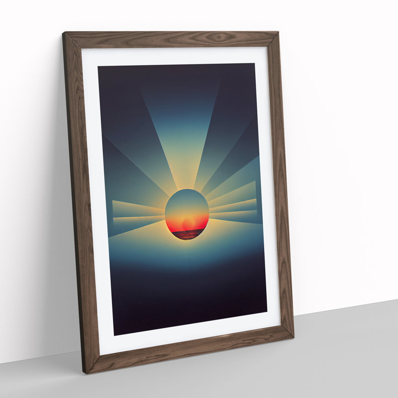 Urban Abstract Sunset - Wall Art, 48cm H x 36cm W, Walnut Framed Paper, White