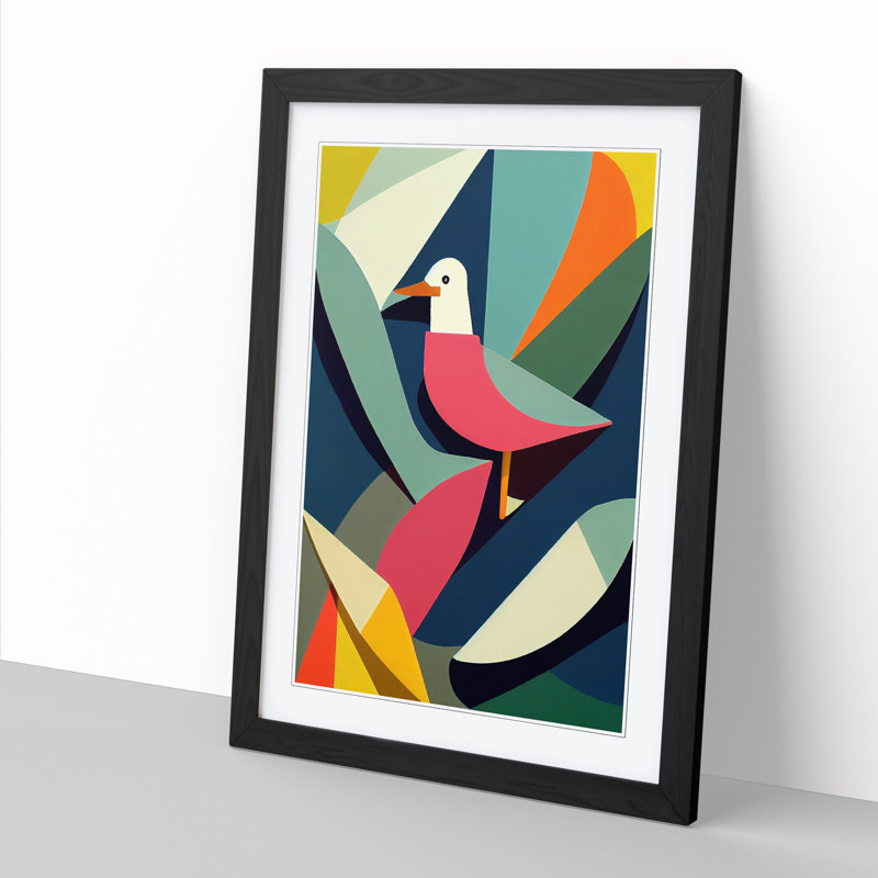 Seagull Abstract - Single Picture Frame Print, Black, 46cm H x 34cm W x 2cm D