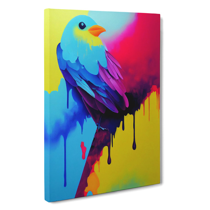 Bird Paint Drips No.3 - Wrapped Canvas Painting, 60cm H x 40cm W x 3cm D
