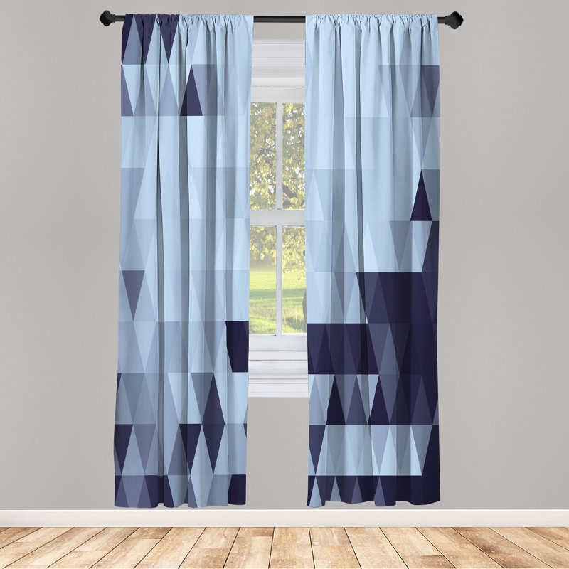 Ebern Designs Geometric Curtains, Triangle Pattern Abstract, Pair, Pale Blue, 28" W x 63" L