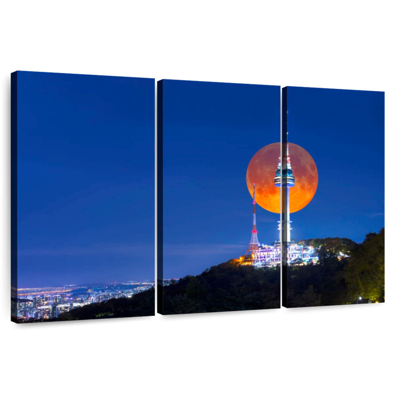 Sirci, lune de sang et tour Namsan, H 42 po x l 65 po