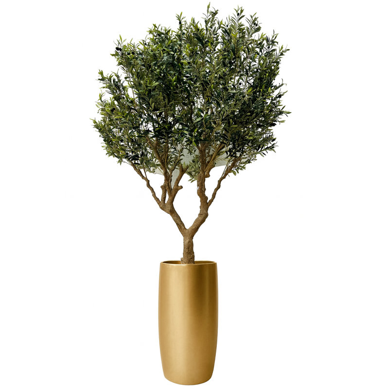 Olive artificielle en pot de lis noir mat, Noir