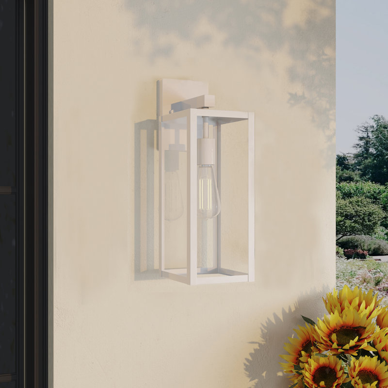 Lanterne murale d'extérieur 1 lumière avec finition blanc cassé, H 18 po x l 6 po x P 6 po, Blanc